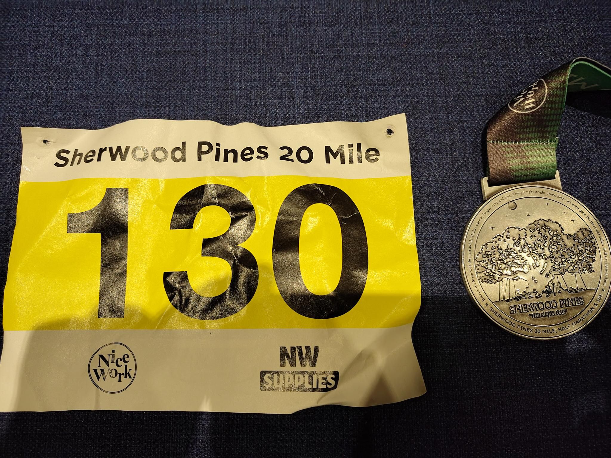 Race bib and medal